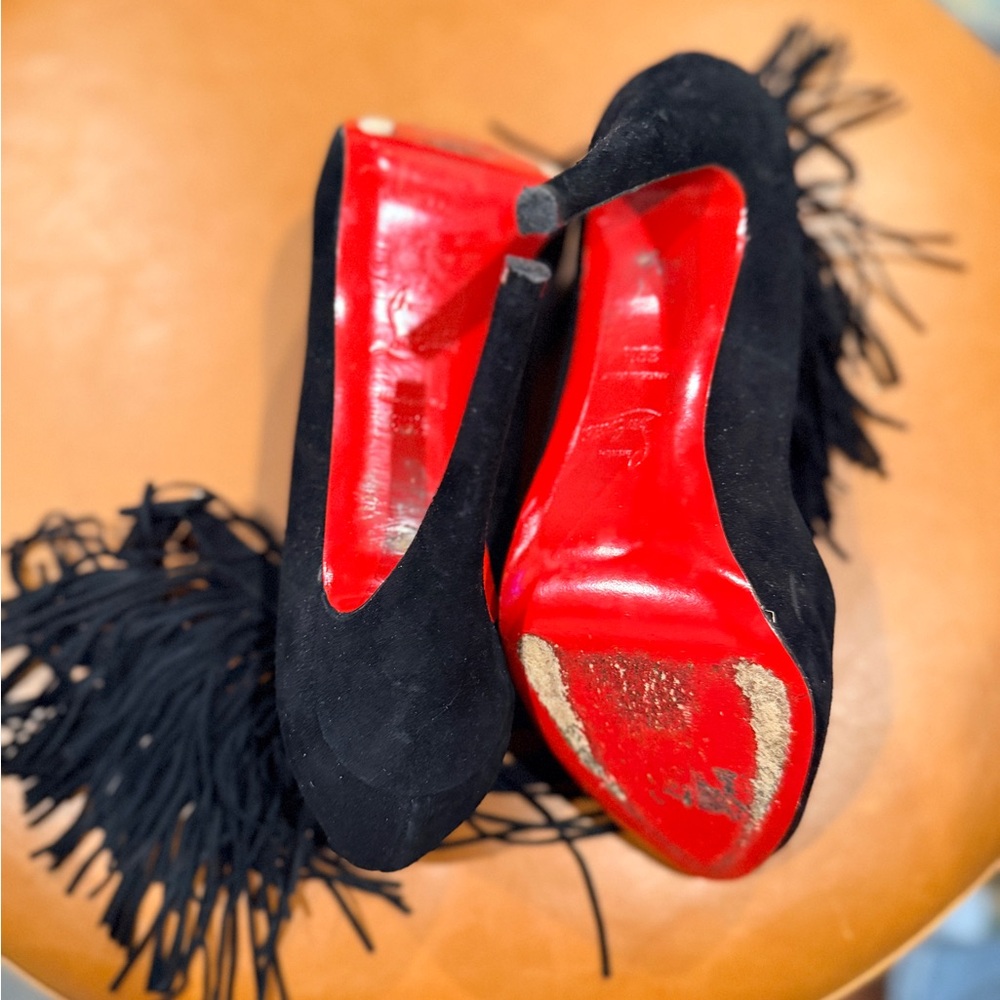 Christian Louboutin Black Fringe Heels - Picture 5 of 5